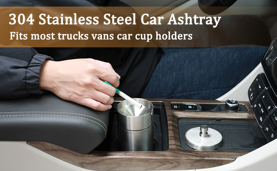 Stainless Steel Car Ashtray with Lid