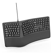 ATTOE Curved Wired Keyboard, K9 Ergonomic Wired Keyboard, 110 Keys with Number Mute Keyboard for ...