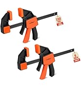 HORUSDY 6-Inch Bar Clamps for Woodworking, 2-Pack Quick Grip Clamps, Heavy-Duty F-Clamp &amp; Spreade...