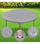 Nacuci PU Waterproof and Oilproof Fitted Tablecloth Elastic Stretch Table Cover, Wipeable Round T...