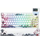 Womier Theme 75% Wireless Gaming Keyboard with Color Multimedia Display Mechanical Keyboard,SK80 ...