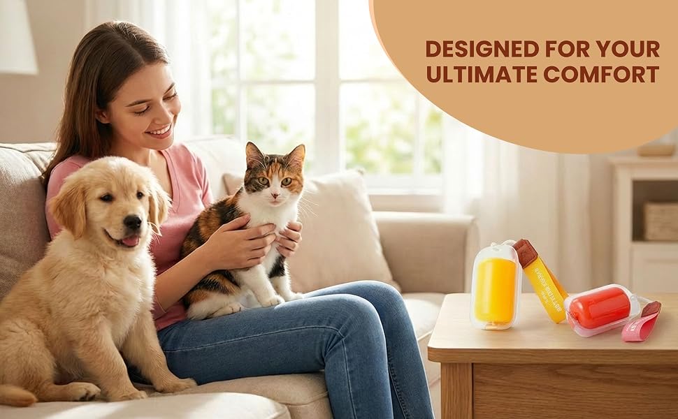 Portable lint roller for pet hair: easily remove dog and cat fur from clothes and home sofa.