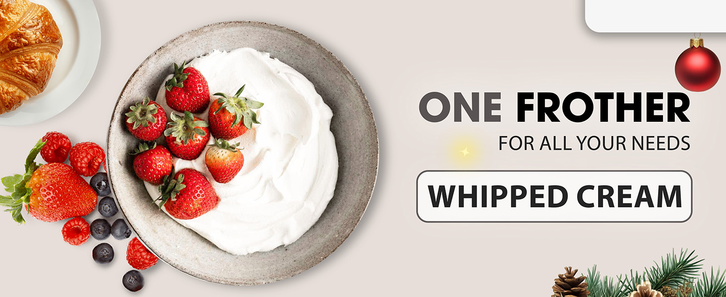 Electric coffee frother with USB recharge and 3 whisk attachments for lattes, matcha, and drinks.