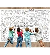 Giant Thanksgiving Coloring Tablecloth Decoration, 82”x 54” Washable Posters Fabric Color-in Tabl...