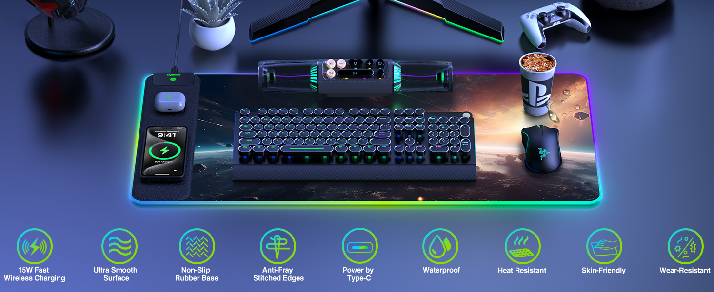 rgb desk mat pad mouse