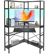 Ojseimchrl Corner Desk, Triangle Corner Computer Desk with Keyboard Tray and USB Ports, Small Com...