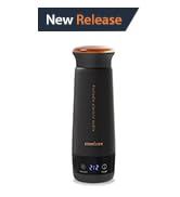 Stariver Travel Electric Kettle, 350ML Vacuum Insulated Stainless Steel Water Bottle with 4 Tempe...