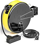 CRST 30FT Retractable Extension Cord, Ceiling/Wall Mount Extension Cord Reel for Garage, 16AWG SJ...