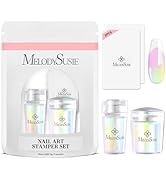 MelodySusie Nail Stamper Kit, 2 Sets Silicone French Tip Upgrade Stamp Tool, Long and Short Stamp...