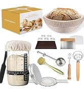 Sourdough Starter Kit, Sourdough Kit Include Banneton Proofing Basket, Sourdough Starter Jar, Bre...