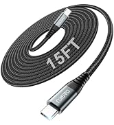 USB C to C Cable 15FT 100W 1Pack, Extra Long USB C Cable Fast Charging,USB C to USB C Cable Durab...