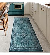 Jainmy Teal 2x6 Runners for Kichen Floor Washable Non Skid, Boho Hallway Runner Rug for Entryway ...