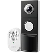 Tapo 2K+ Wired or Battery Powered Smart Video Doorbell with Chime - 180° Field of View, Person/Ve...