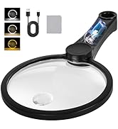 NUEYiO 5.2 Inch Large Rechargeable Magnifier with Light, 10X 20X 45X Handheld Magnifying Glass wi...