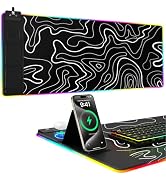 Mouse Pad with Phone Holder, Wireless Charging Desk Mat, RGB Gaming Mousepad Home Office Large De...