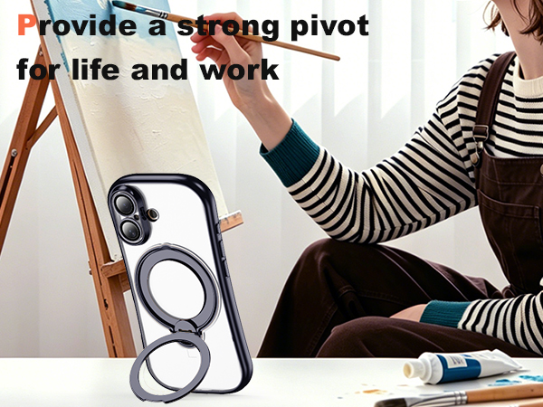 Clear Phone Case with 360° Rotatable Magnetic Stand