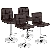 COSTWAY Bar Stool, Comfortable Swivel Adjustable PU Leather Bar Chair with Backrest, Soft Cushion...