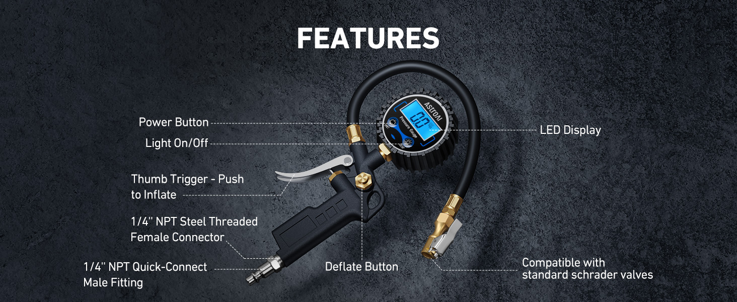 tire inflator with presssure gauge