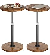 Asgolion Round Side Table Set of 2, Adjustable-Height Small Drink Table, Pedestal Martini Stand, ...