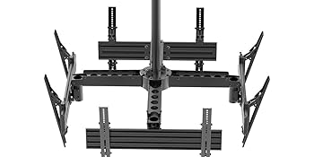 Quad Sided Ceiling TV Mount Bracket, For TVs 32in to 65in, Max Weight 66lbs per Screen