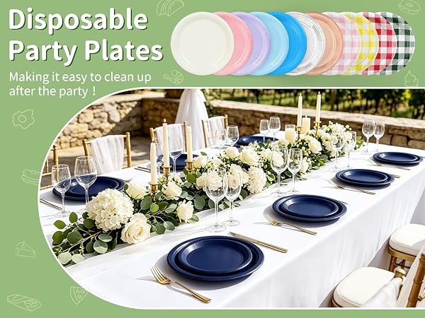 navy blue paper plates