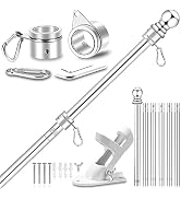 REERON 7 FT Flag Pole Kit for House, w/2-Position Bracket Holder &amp; Rotating Metal Flagpole Rings ...