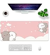 Amrgik Cute Large Mouse Pad Pink Gaming Mouse Pad XL Desk Mat 31.5x11.8x0.12 inch Kawaii Desk Pad...