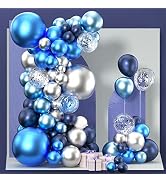 PartyWoo Blue and Silver Balloon Garland, 100 pcs Balloons Different Sizes Pack of 18 Inch 12 Inc...