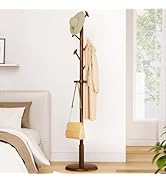 Taitiy Solid Wood Coat Rack Freestanding Coat Tree with 10 Hooks for Bedroom, Livingroom, Entrywa...