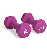 LIONSCOOL Set of 2 Neoprene Coated Dumbbell Hand Weights, Anti-Slip and Anti-Roll Hex Dumbbells i...