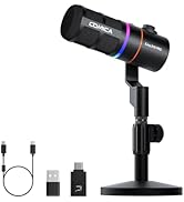 EJoy D10 PRO(D) Wireless USB Gaming Microphone – RGB Dynamic Mic with Wired/Wireless Modes, XLR/U...