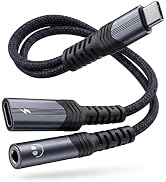 Lakeronelove USB C to 3.5mm Headphone and Charger Adapter,2 in-1 USB C PD 3.0 Charging Port to Au...