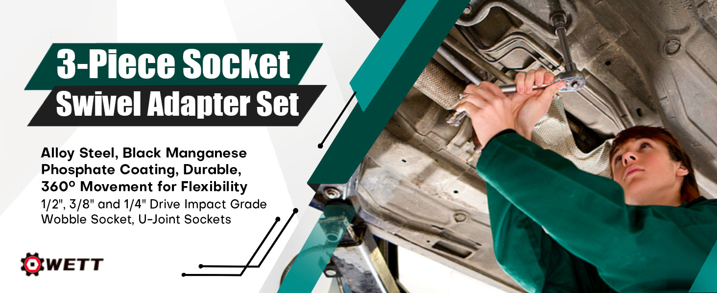 Impact Universal Joint Set Socket Swivel Adapter Set 1 2 3 8 1 4 Drive Grade Wobble U-Joint