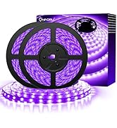 Onforu 32.8ft LED Black Light Strip Kit, 600 Units Lamp Beads, 12V Flexible Blacklight Fixtures, ...