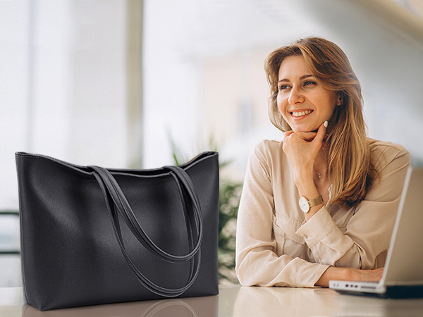 KALIDI Tote Bag Faux Leather Purses for Women Large Casual Shoulder Handbag for work College