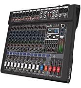 Yamnweo AMS-12 Dual Band Professional 12t Channel Audio Mixer with 99 DSP Effects, Dual 7 Band EQ...