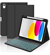 COO for iPad 11/10th Gen Case with Keyboard(11" A16 2025 & 10.9" 2022)-7 Colors Backlit Wireless ...