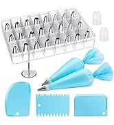 Kootek 32-Piece Piping Bags and Tips Set with 24 Icing Piping Tips, 2 Reusable Pastry Bags 12 Inc...