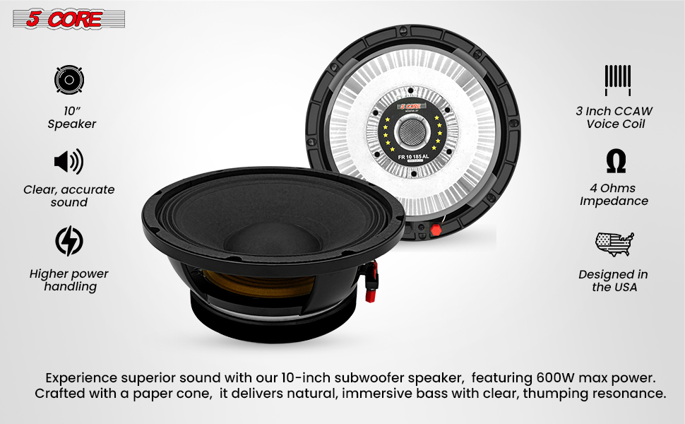 10 Inch Subwoofer Speaker 600W Full Range Car Audio Woofer Speakers