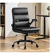 Office Chair Adjustable Desk Chair Mid Back Executive Comfortable Bonded Leather Ergonomic Back S...