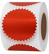 Hybsk 300pcs Notary Seals 2 inch Embossing Stickers Bright Red Metallic Certificate Sealing Label...