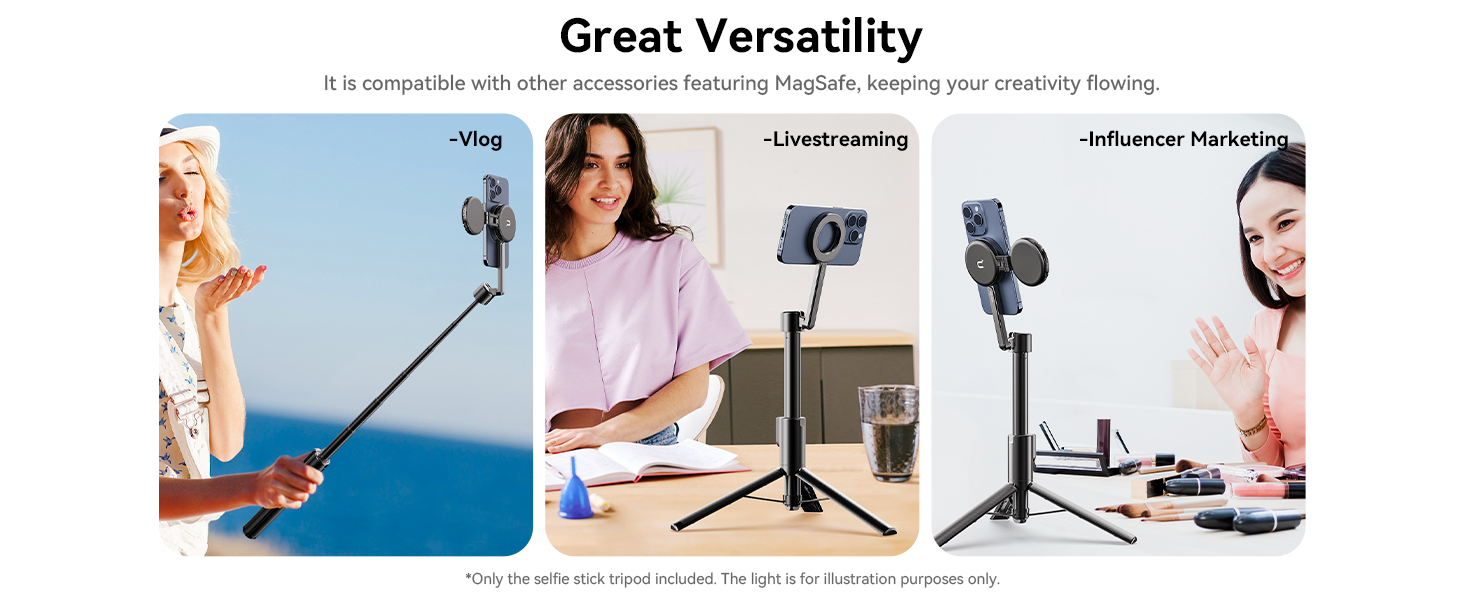 ULANZI 54'' Magnetic Selfie Stick Tripod Pro, All-in-One Phone Tripod w Magnetic Phone Holder