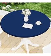 Smiry Round Spandex Tablecloth, Elastic Fitted Washable Tablecloths for 36"-44" Tables, Waterpoof...