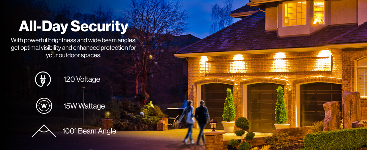 With powerful brightness get optimal visibility and enhanced protection for your outdoor spaces