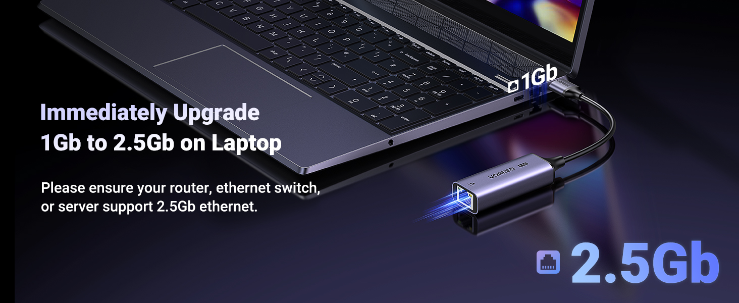 UGREEN 2.5Gb USB to Ethernet Adapter Ethernet to USB Adapter for Laptop Aluminum