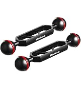 MINIFOCUS 2 Pack of 5" Double Ball Aluminum Extension Arm, 1" Ball Head Connector Underwater CNC ...