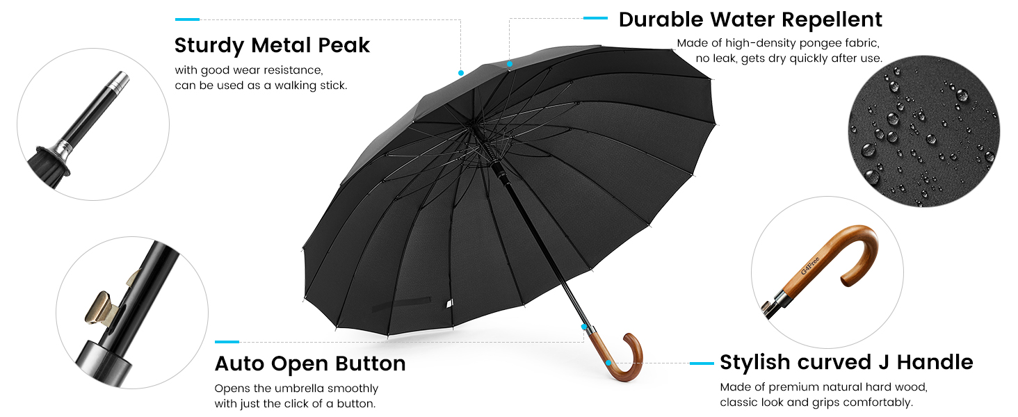 wooden handle windproof umbrella