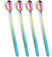Long Handle Iced Tea Spoons, 9.1-Inch Stainless Steel Spoon for Coffee, Dessert, Mixing Cocktail ...