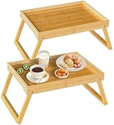 Bamboo Bed Tray Table with Folding Leg, Breakfast in Bed Tray for Eating,TV Table, Laptop Compute...
