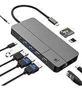MacBook Docking Station Dual Monitor for MacOS and Windows 10 in 1 USB C Docking Station with 4 U...